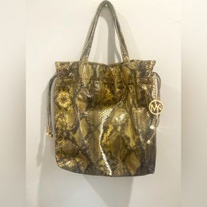 Michael Kors, leather snake, print tote